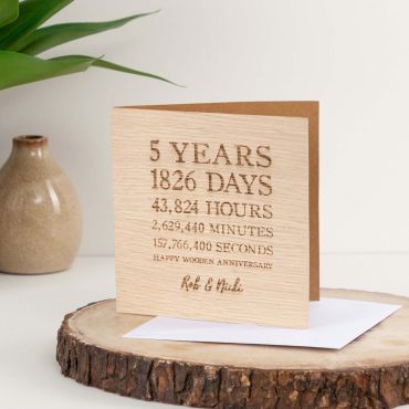 Wooden Time Card- Square (5th Anniversary)