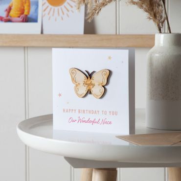 Personalised Wooden Butterfly Birthday Card