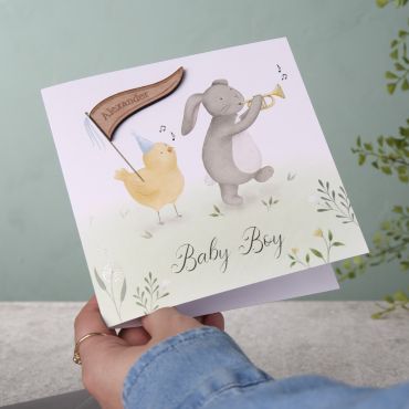 Bunny & Chick New Baby Card