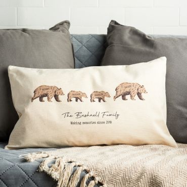 Personalised Grizzly Bear Family Cushion