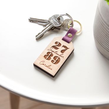 Special Date Engraved Wooden Keyring
