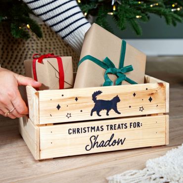 Cat Silhouette Pets Christmas Treats Crate