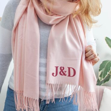 Couples Initials Pink Scarf