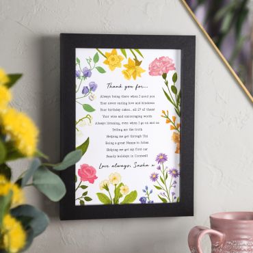 Floral 'Thank You' A5 Framed Print