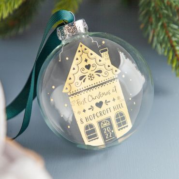 Gingerbread House New Home Foiled Glass Bauble