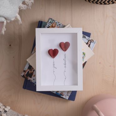 3D Paper Heart Balloons Personalised Couples Print