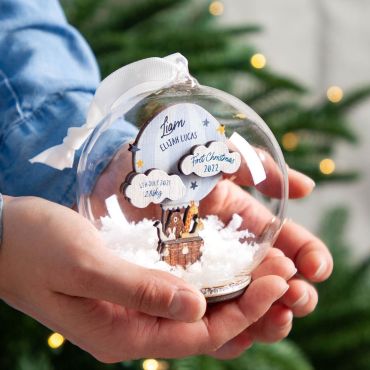 Hot Air Balloon First Christmas Baby Details Bauble