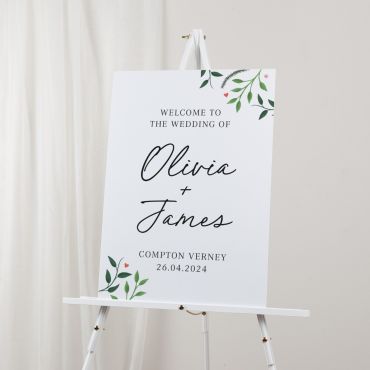 Entwined Leaf Personalised Wedding Welcome Sign