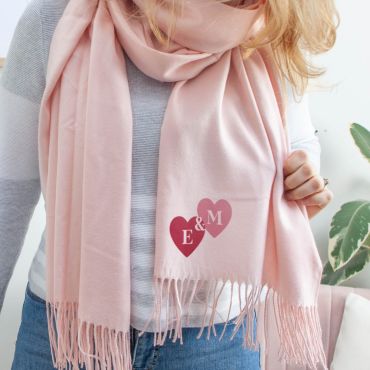 Initials in Hearts Pink Scarf
