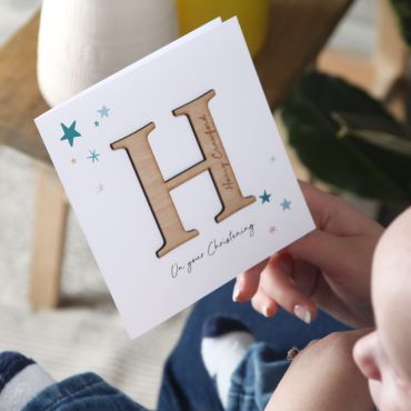 Large Initial Christening Card