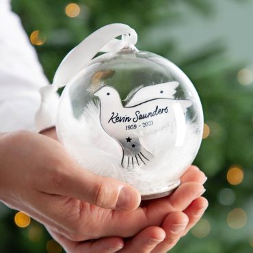 Metallic Dove Memorial Bauble with Feathers