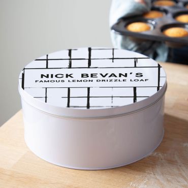 Minimal Grid Pattern Personalised Cake Tin