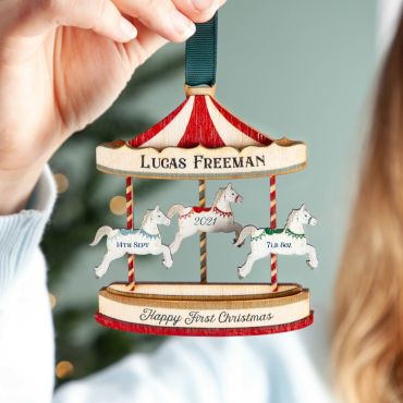 First Christmas Carousel Wooden Layered Hanging Decoration