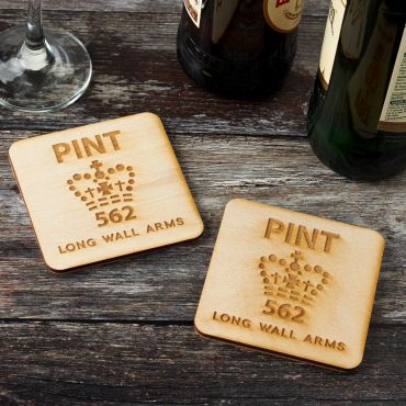 Set of 4 Personalised Wooden Pint Coasters
