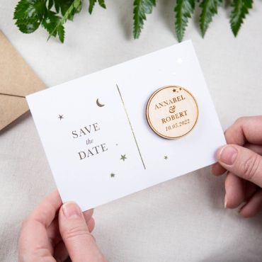 Foiled Moon & Stars Save the Date Magnet Card