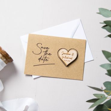 Heart Shaped Magnet Save the Date Card - Kraft
