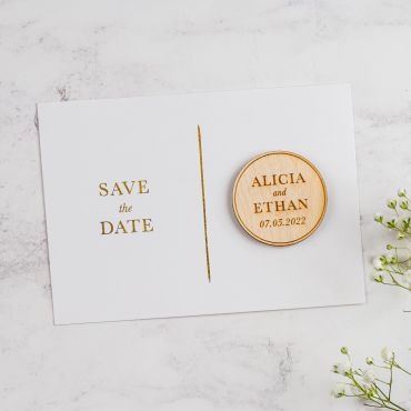 Simple Foiled Save the Date Magnet Card- White