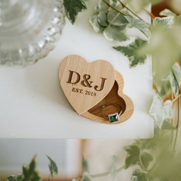 Simple Initials Heart-Shaped Wooden Trinket Box