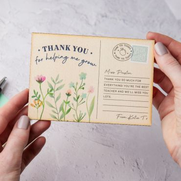   Thank You Teacher Wildflowers Printed Wooden Postcard