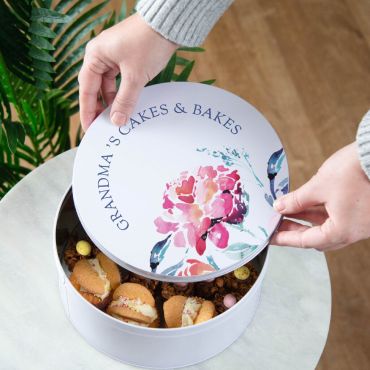 Watercolour Floral Personalised Cake Tin