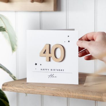 Wooden Numbers Big Birthday Card