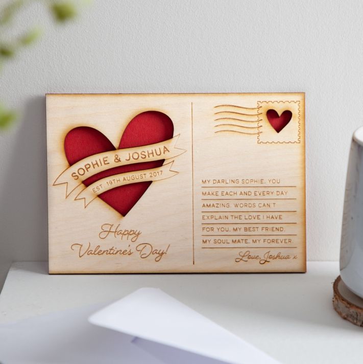 Engraved Cut Out Heart Postcard