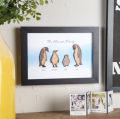 Personalised Wooden Penguin Family Print