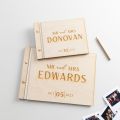 Simple Elegance Bold Name Wooden Wedding Guest Book