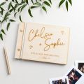Scattered Hearts Wooden Wedding Guest Book