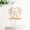 Wedding Couple Under Trees Wooden Cake Topper