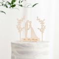 Wedding Couple & Leafy Branches Cake Topper Set