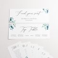 Blue Eucalyptus Wedding Table Plan Cards