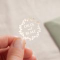 Names and Wreath Foiled Wedding Stickers
