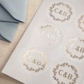 Initials and Wreath Foiled Wedding Stickers