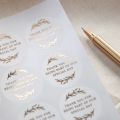 Personalised Message with Leafy Details Foiled Wedding Stickers