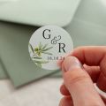 Olive Initials & Date Printed Wedding Stickers