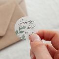 Watercolour Leaves Save the Date Printed Wedding Stickers