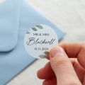 Watercolour Leaves Custom Text Printed Wedding Stickers