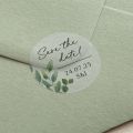 Green Eucalyptus Save the Date Printed Wedding Stickers
