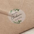 Green Eucalyptus Custom Text Printed Wedding Stickers