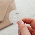 Floral Line Drawing Custom Text Foiled Wedding Stickers