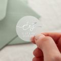 Minimal Script Initials & Details Foiled Wedding Stickers