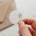 Scattered Hearts Initials & Details Foiled Wedding Stickers