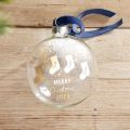 Foiled Christmas Stockings Glass Family Bauble