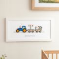 Personalised New Baby Wooden Tractor Initial Print