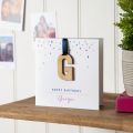 Confetti and Wooden Initial Hanging Keepsake Card