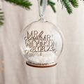 Couple's Cut Out Wooden Names and Date Personalised Christmas Bauble