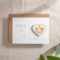 Floral Line Drawing Foiled Save the Date with Heart Magnet