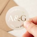 51mm Initials and Details Foiled Wedding Stickers