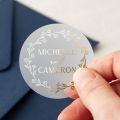 51mm Names and Wreath Foiled Wedding Stickers